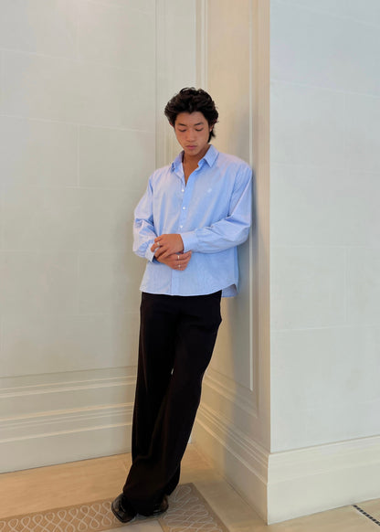 Borrowed Blue Stripe Shirt in pale blue pinstripe cotton