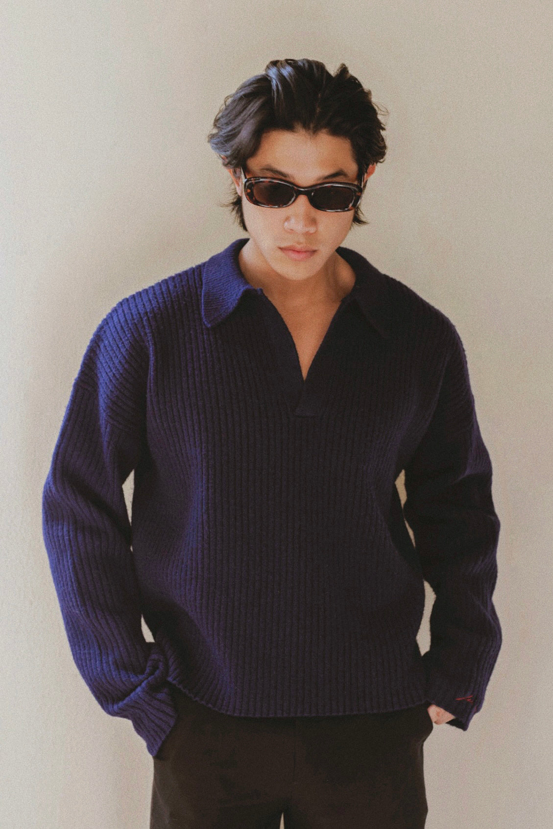 Heavy Cropped Polo - Navy