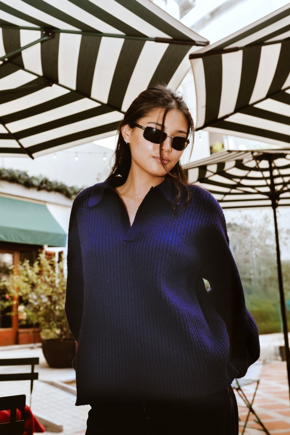 Heavy Cropped Polo - Navy